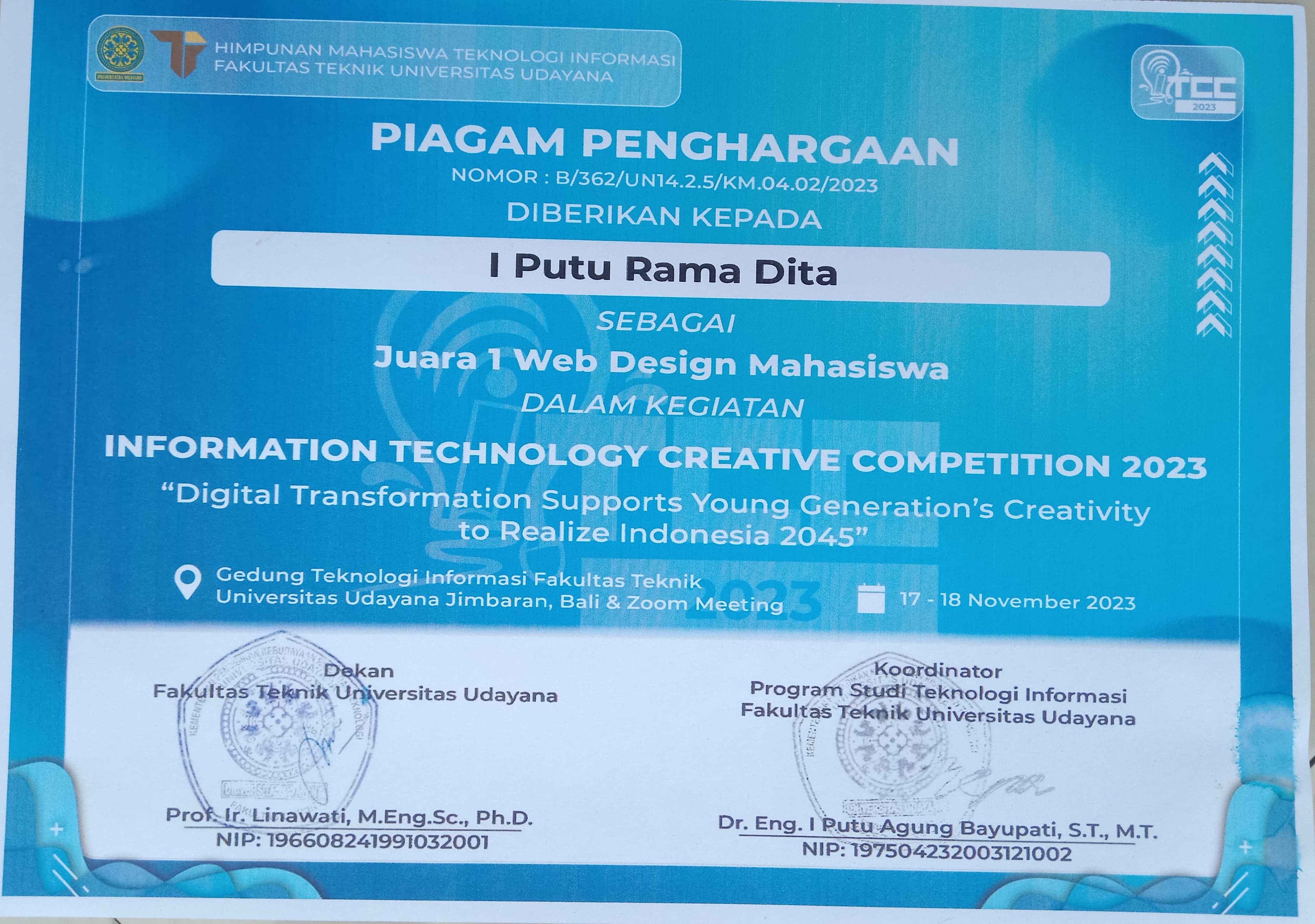 First Place in Web Design Competion ITCC 2023