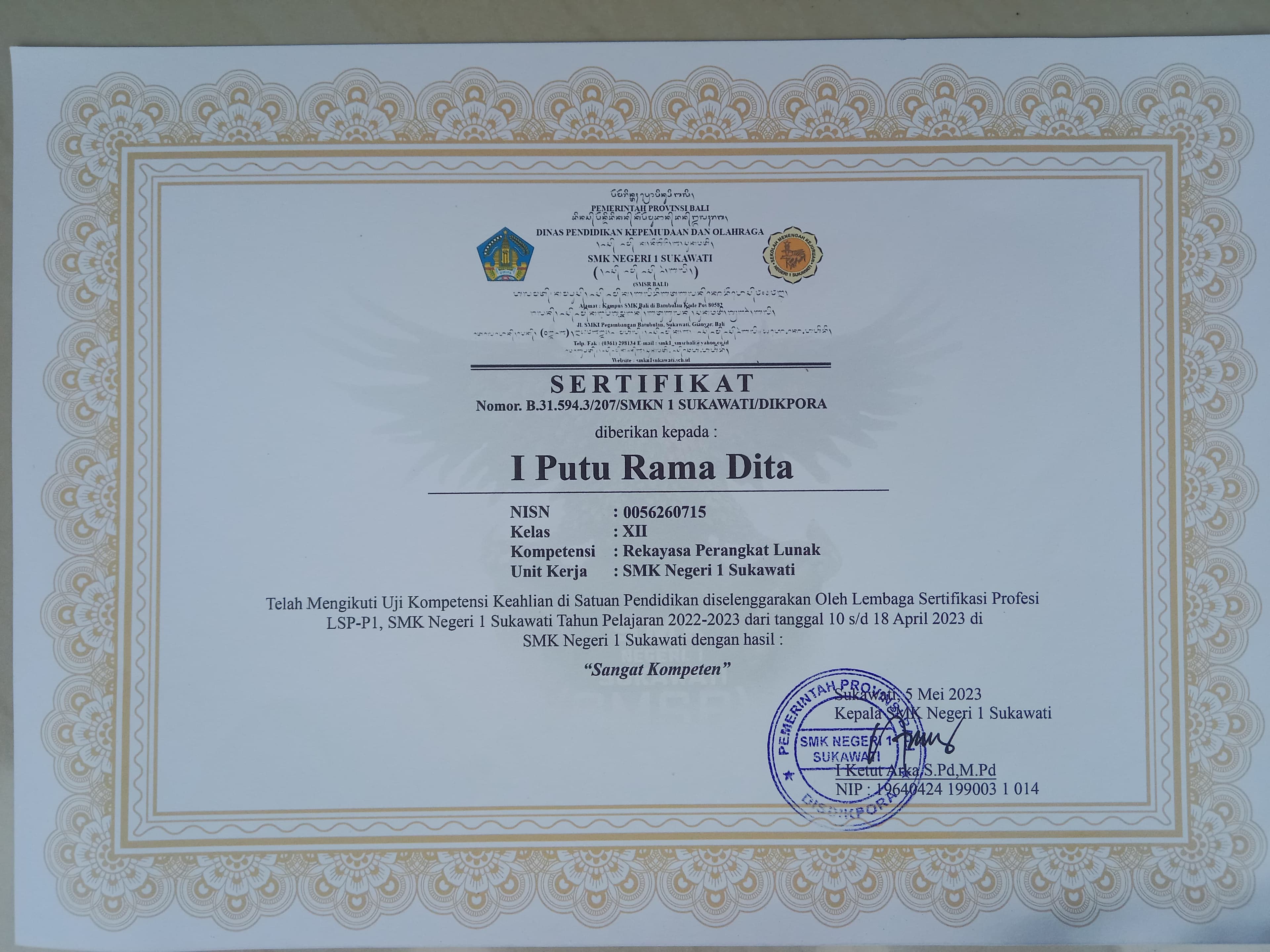 Awarded the Most Competent Student in Software Engineering